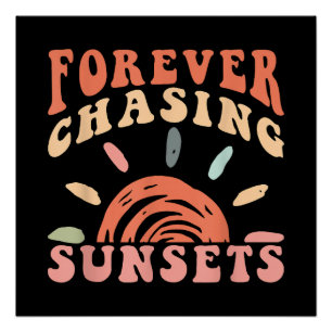 Retro Vintag Forever Jagen Sunsets Sommerferien Poster