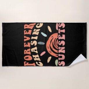 Retro Vintag Forever Jagen Sunsets Sommerferien Strandtuch