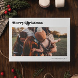 Retro Vintag Frohe Weihnachten 2 Foto<br><div class="desc">Frohe Weihnachtskarte: ein Retro-Schwarz-Weiß-Design,  mit einer modernen Typografie aus der Mitte des Jahrhunderts und zwei Familienfotos zum Hinzufügen</div>
