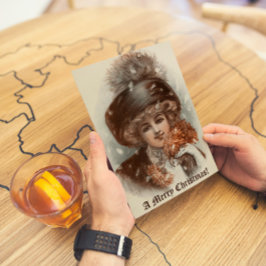 Retro Vintag frohe Weihnachten Schöne Dame