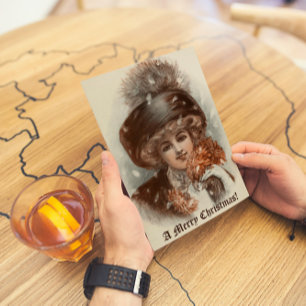 Retro Vintag frohe Weihnachten Schöne Dame