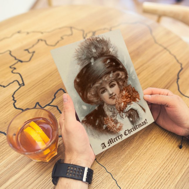 Retro Vintag frohe Weihnachten Schöne Dame (Von Creator hochgeladen)