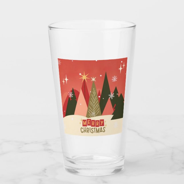 Retro/Vintag Frohe Weihnachtsbaum Glas (Vorderseite)