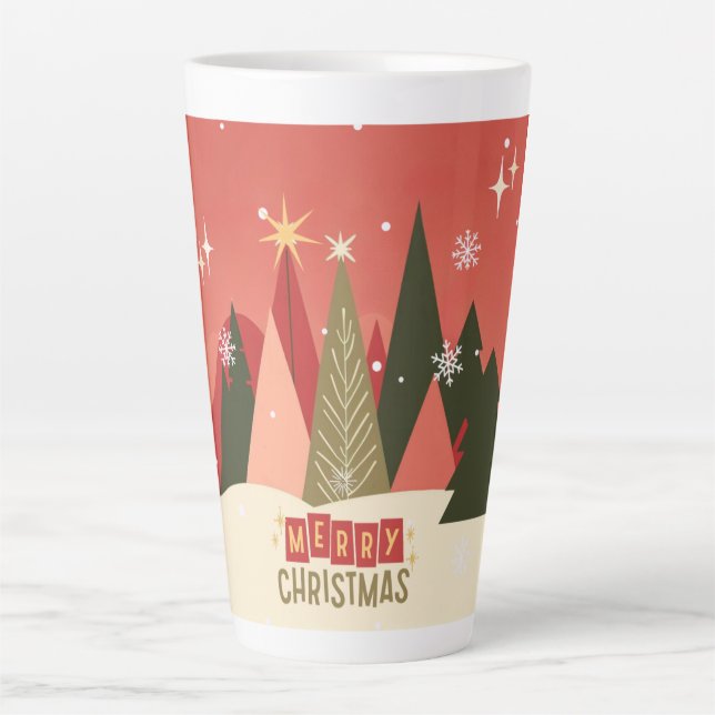 Retro/Vintag Frohe Weihnachtsbaum Milchtasse (Vorderseite)