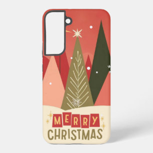 Retro/Vintag Frohe Weihnachtsbaum Samsung Galaxy Hülle