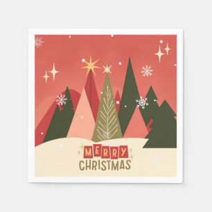 Retro/Vintag Frohe Weihnachtsbaum Serviette