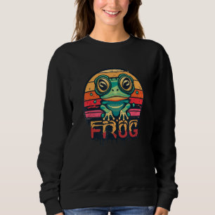 Retro Vintag Frosch für Funny Frog Sunset Lovers Sweatshirt