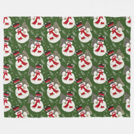Retro Vintag Frosty Snowmen Fleecedecke