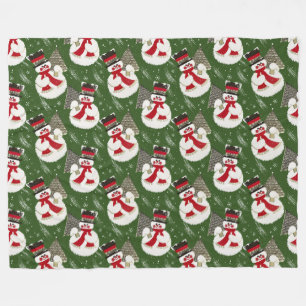 Retro Vintag Frosty Snowmen Fleecedecke