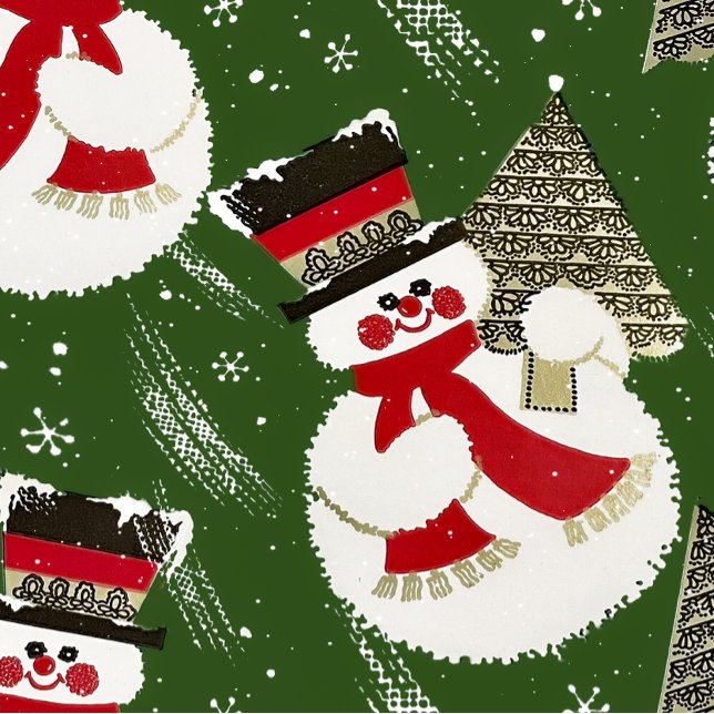 Retro Vintag Frosty Snowmen Wrapping Paper Geschenkpapier (Von Creator hochgeladen)