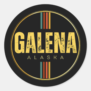 Retro Vintag Galena City Alaska Staat 70er Groovy Runder Aufkleber