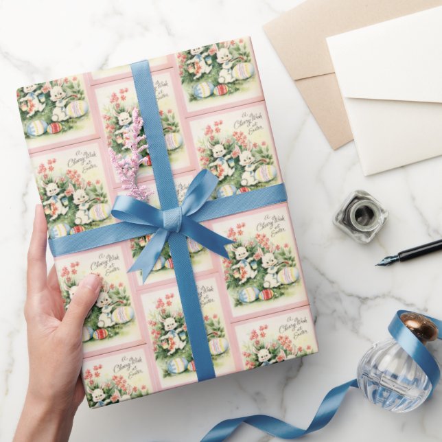 Retro Vintag gekachelter Osterhasen Geschenkpapier (Schenken)