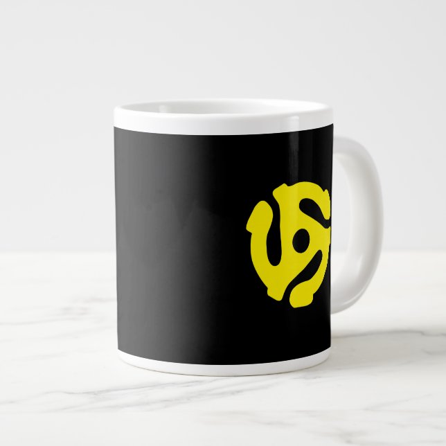 Retro Vintag-Gelb-45-Abstandhalter-DJ Jumbo-Tasse (Vorderseite Rechts)