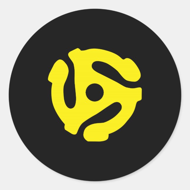 Retro Vintag-Gelb-45-Abstandhalter-DJ Runder Aufkleber (Vorderseite)