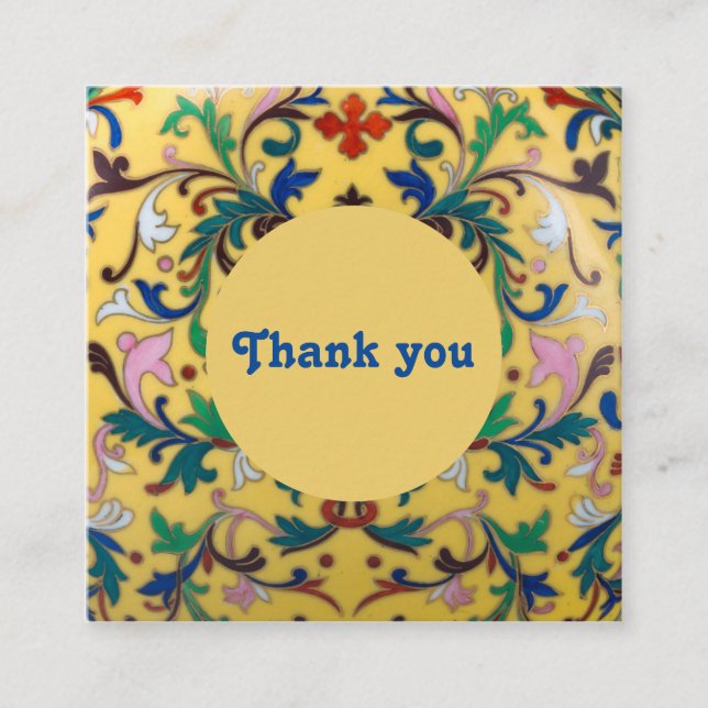 Retro Vintag Gelbblüte Botanisch Vielen Dank Begleitkarte (Vorderseite)