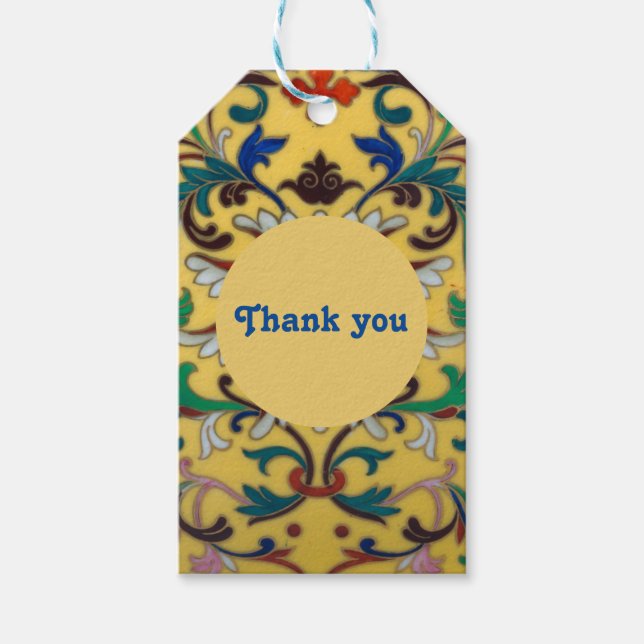 Retro Vintag Gelbblüte Botanisch Vielen Dank Geschenkanhänger (Vorderseite)