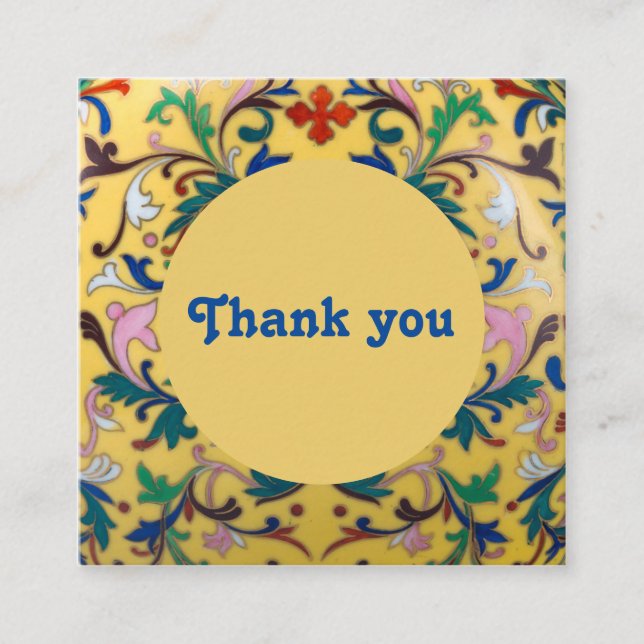 Retro Vintag Gelbblüte Botanisch Vielen Dank Quadratische Visitenkarte (Vorderseite)