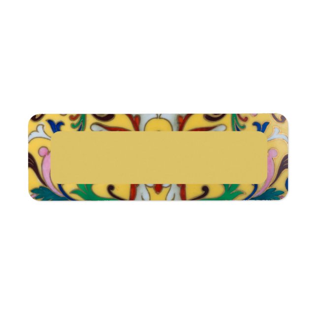 Retro Vintag Gelbe Minton Tile Botanisch (Vorne)