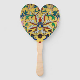 Retro Vintag Gelbe Minton Tile Botanisch Fächer