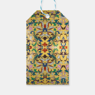 Retro Vintag Gelbe Minton Tile Botanisch Geschenkanhänger