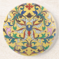 Retro Vintag Gelbe Minton Tile Botanisch