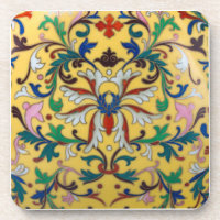 Retro Vintag Gelbe Minton Tile Botanisch