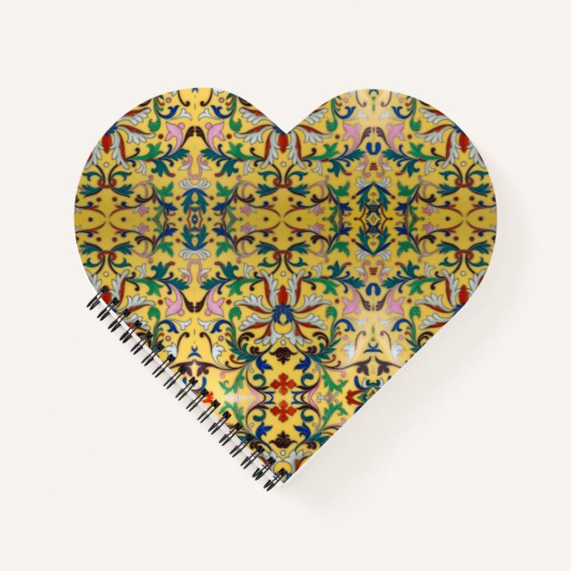 Retro Vintag Gelbe Minton Tile Botanisch Notizbuch (Vorderseite)