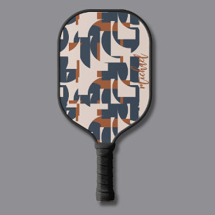 Retro Vintag geometrisches Muster Modernes Monogra Pickleball Schläger