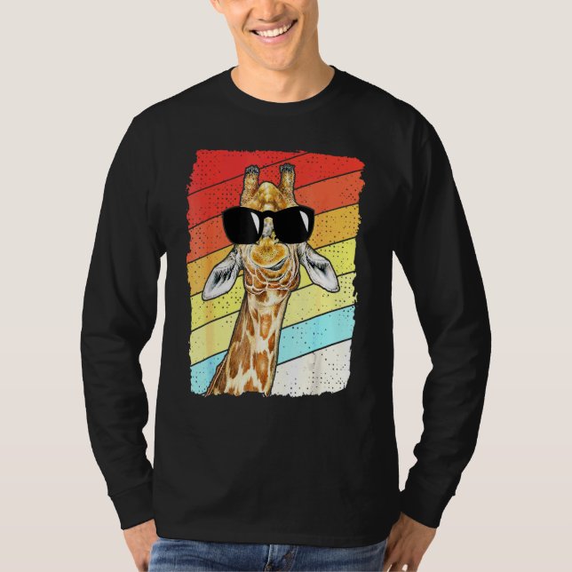 Retro Vintag Giraffe Sonnenbrille Tier T-Shirt (Vorderseite)