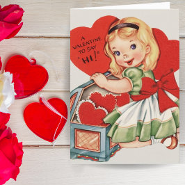 Retro Vintag Girl Custom Valentine Day Feiertagskarte