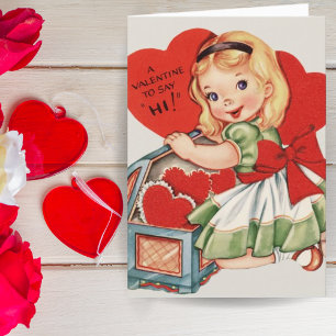 Retro Vintag Girl Custom Valentine Day Feiertagskarte