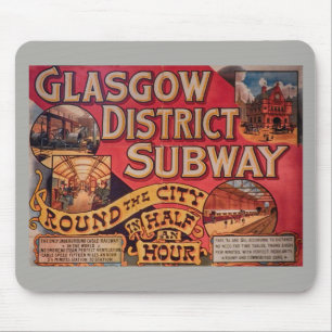 Retro Vintag Glasgow City Subway Poster Glasgow Mousepad