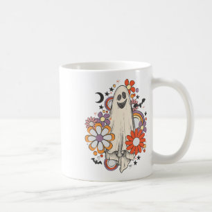 Retro Vintag Gnoovy Halloween Colors Blume Ghost Kaffeetasse