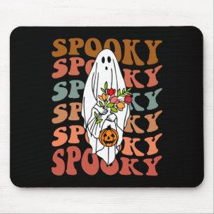 Retro Vintag Gnoovy Halloween Spooky Blume Ghost Mousepad