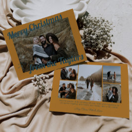 Retro Vintag Golden & Blue Foto Weihnachten