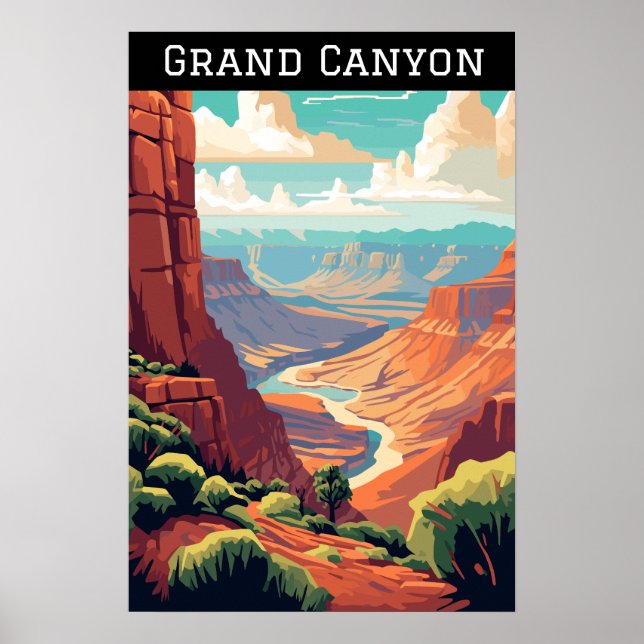 Retro Vintag Grand Canyon Nationalpark Parco delle Poster (Vorne)