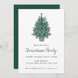 Retro Vintag Green Christmas Party Einladung