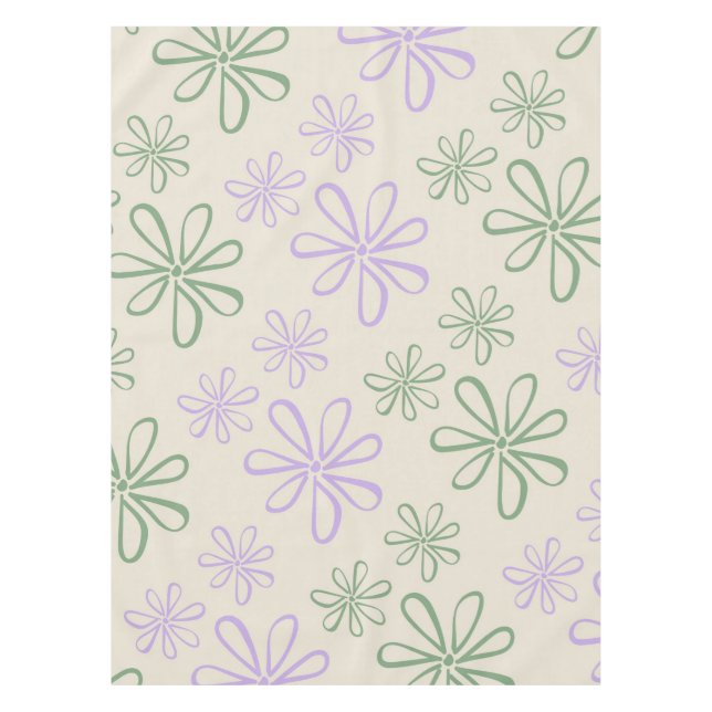 Retro Vintag Green Lila Small Blume Muster Tischdecke (Vorderseite)