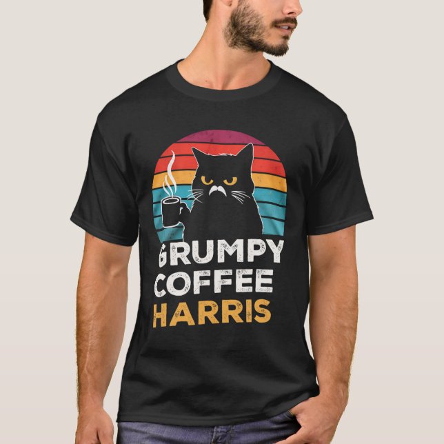 Retro Vintag Grumpy Coffee Harris T-Shirt (Vorderseite)