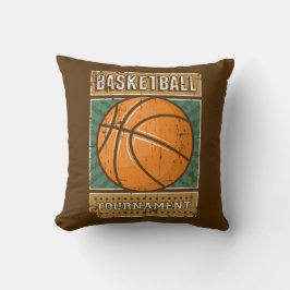 Retro Vintag Grunge Brown Blue Basketball Kissen