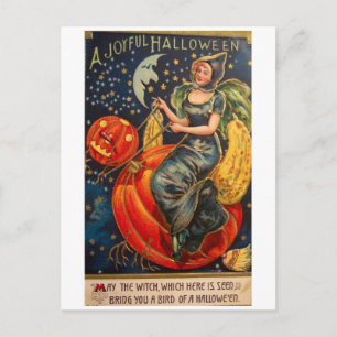 Retro Vintag Halloween Joyful Halloween Postkarte