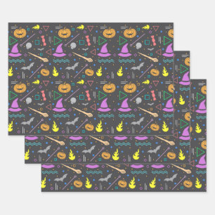 Retro Vintag Halloween Pattern Candy Corn Wrappin Geschenkpapier Set