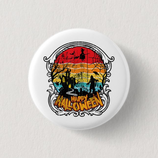 Retro Vintag Halloween - Vintages Halloween Button (Vorderseite)