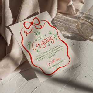 Retro Vintag Hand gezeichnet Quirky Bow Weihnachte Feiertagskarte
