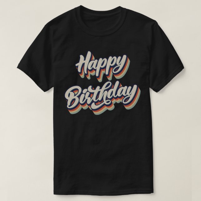 Retro Vintag Happy Birthday T-Shirt (Design vorne)