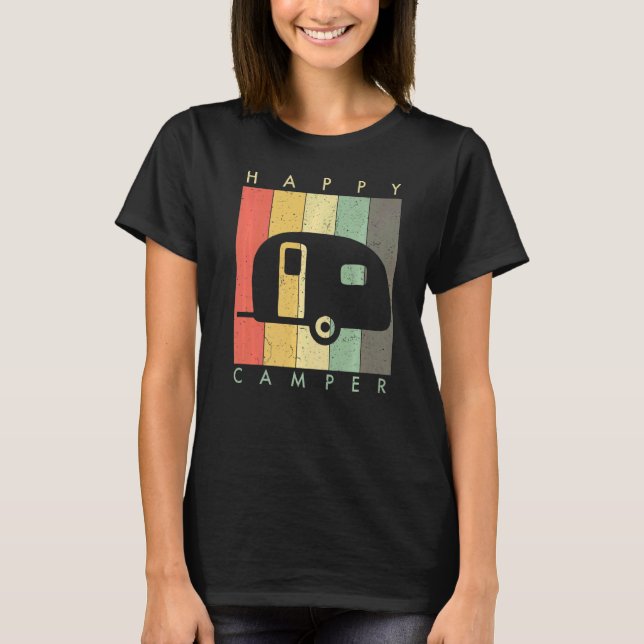 Retro Vintag Happy Camper T-Shirt (Vorderseite)