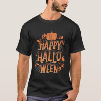 Retro Vintag Happy Halloween Pumpkin Spider Webs T-Shirt