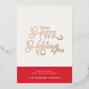 Retro Vintag Happy Holidays Corporate Rose Gold Folien Feiertagskarte