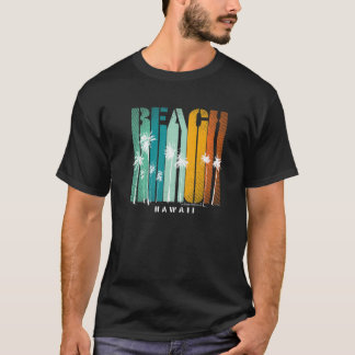 Retro Vintag Hawaii HI Beach Palms Surf Urlaub T-Shirt