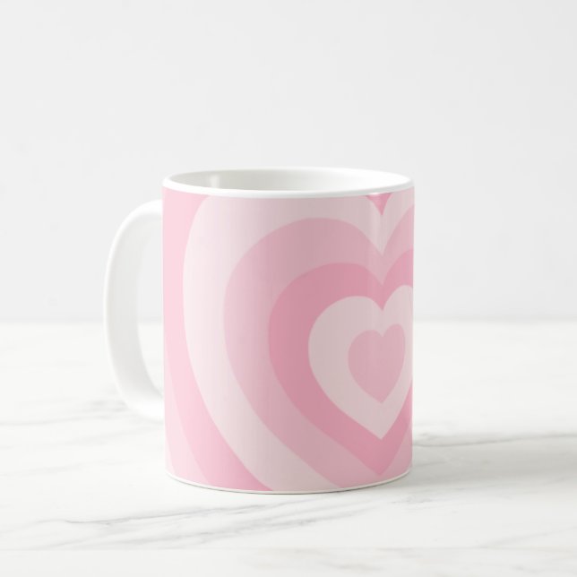 Retro Vintag Hearts Baby Pink Kaffeetasse (Vorderseite Links)